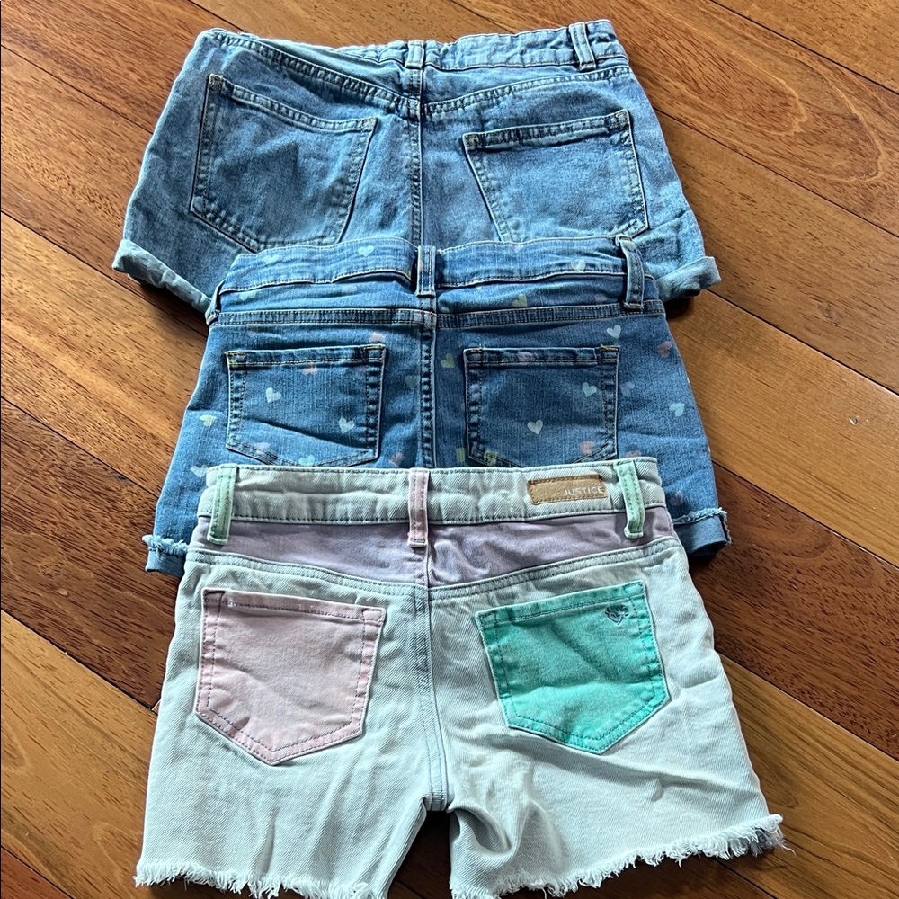 3 Justice ,cat& jack, Mom Blue and Light Denim Women's Shorts Trio